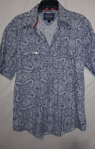 Rough Stock L Blue White Paisley Western Shirt